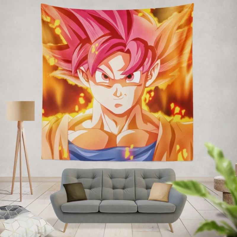 Dragon Ball Super Godku Rises Anime Wall Tapestry