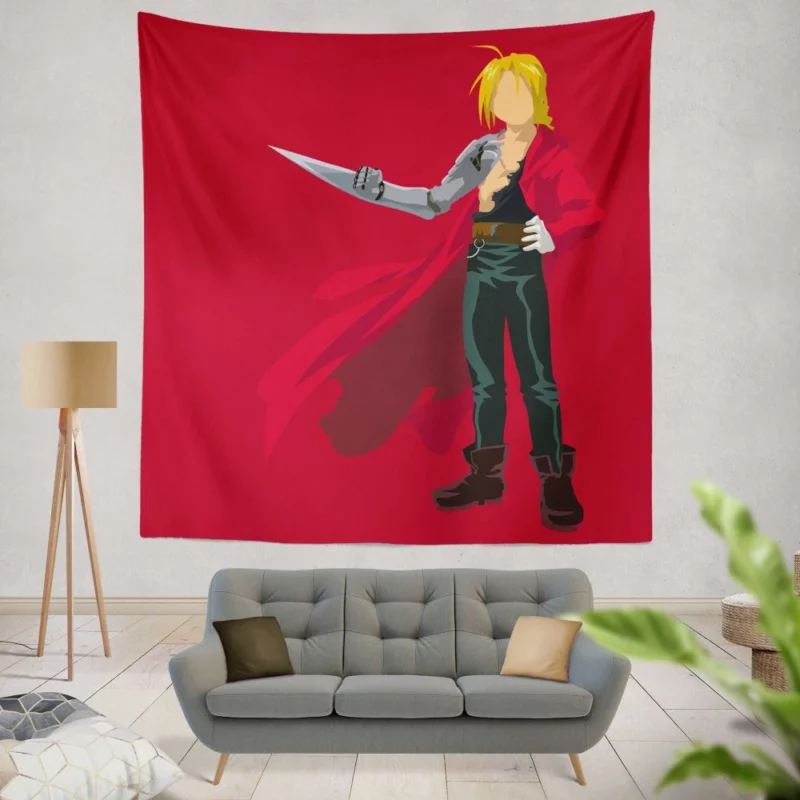 Edward Elric Minimalist Hero Anime Wall Tapestry