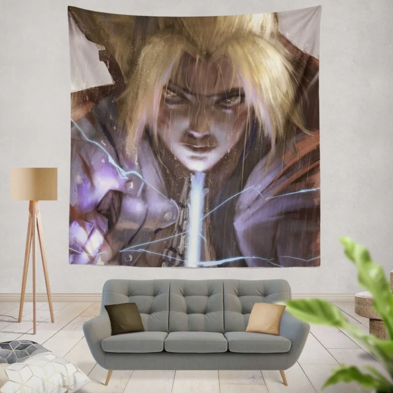 Edward Elric Unyielding Spirit Anime Wall Tapestry