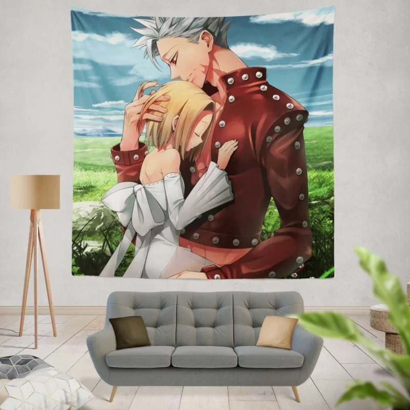 Elaine and Ban Unbreakable Bond Anime Wall Tapestry