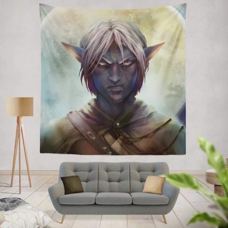 Elegant Elf Moonlight Guardian Anime Wall Tapestry