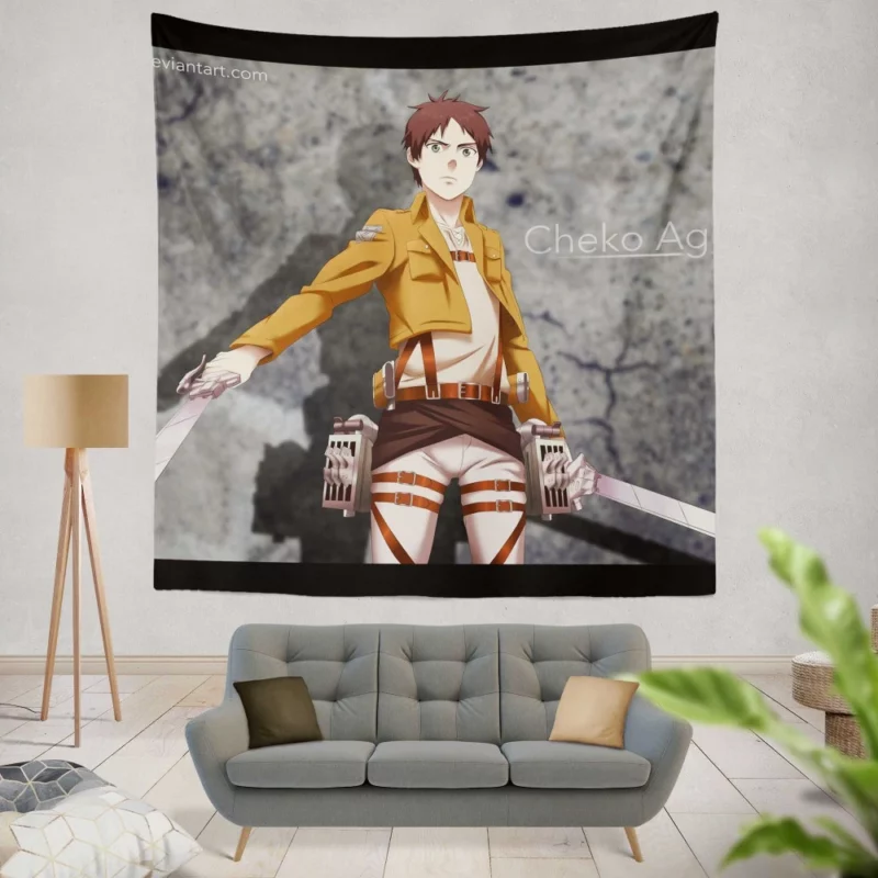 Eren Yeager Beyond the Walls Anime Wall Tapestry