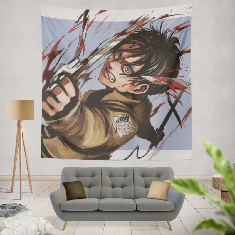 Eren Yeager Deadly Determination Anime Wall Tapestry