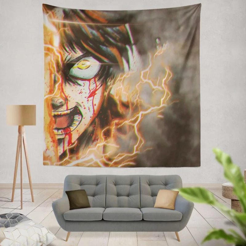 Eren Yeager Heroic Stand Anime Wall Tapestry