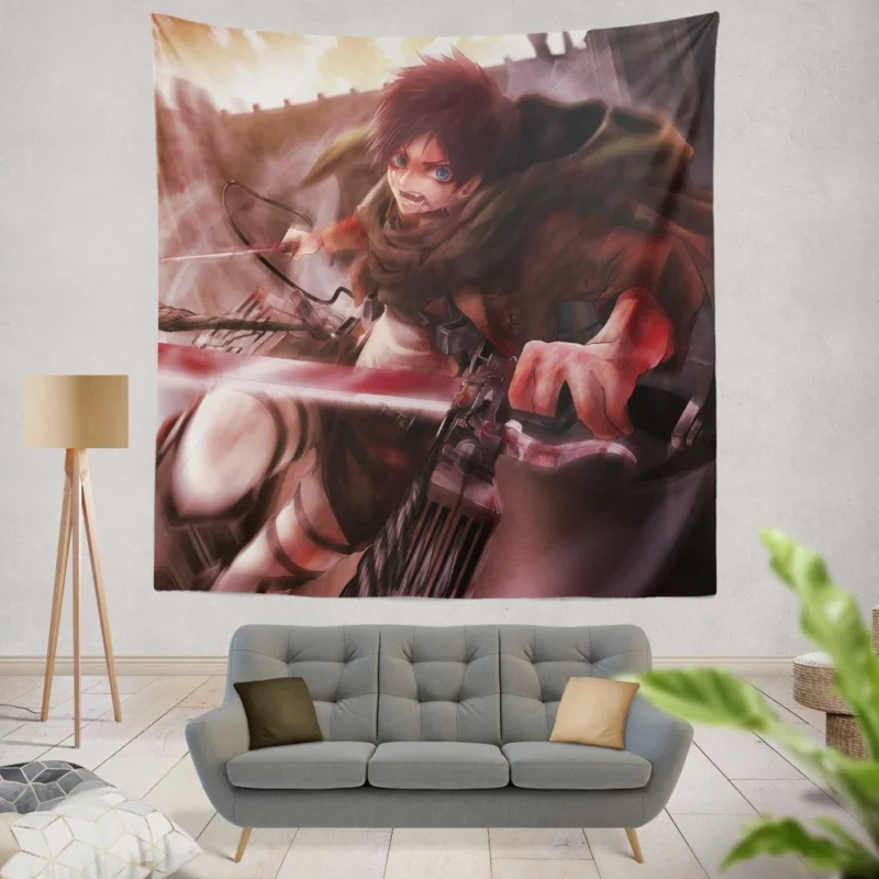 Eren Yeager Humanity Avenger Anime Wall Tapestry