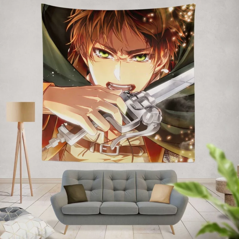 Eren Yeager Struggle Unleashed Anime Wall Tapestry