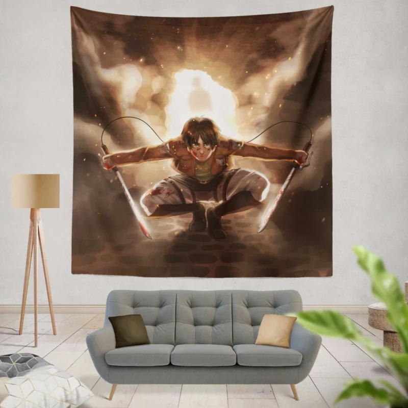 Eren Yeager Titan Rising Anime Wall Tapestry