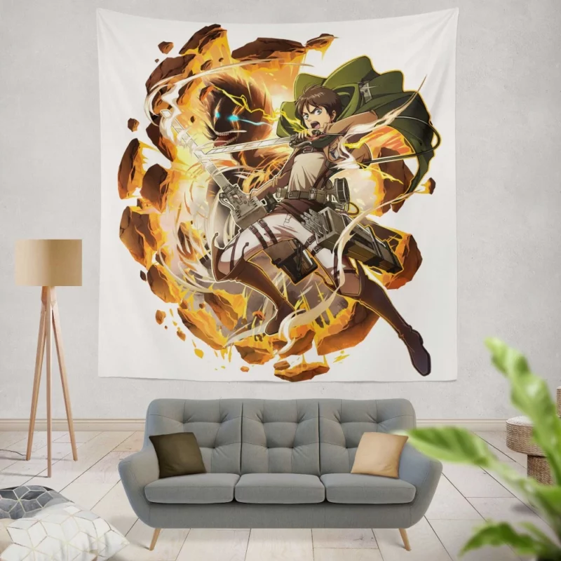 Eren Yeager Titan Unleashed Anime Wall Tapestry