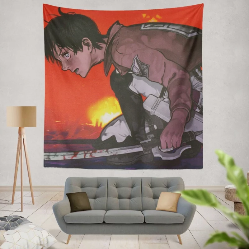 Eren Yeager Unstoppable Resolve Anime Wall Tapestry