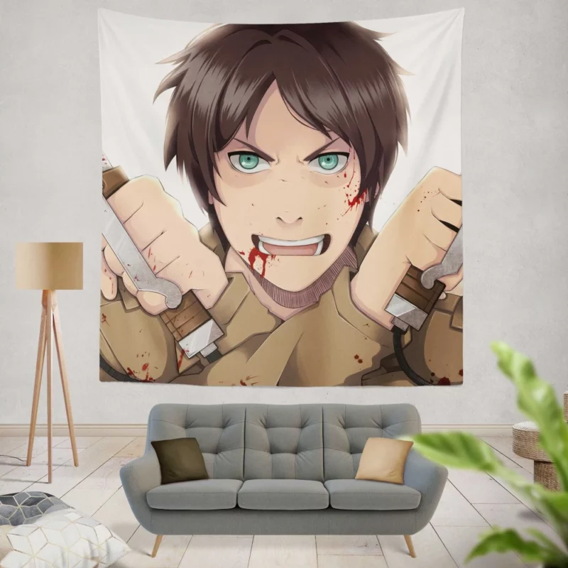 Eren Yeager Unyielding Resolve Anime Wall Tapestry