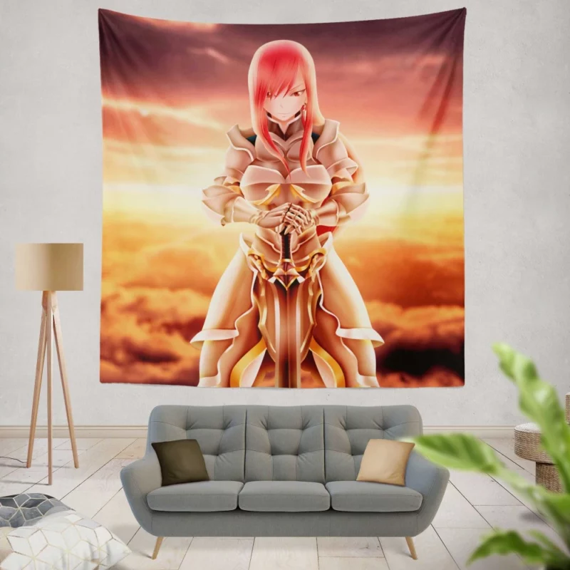 Erza Scarlet Swordmaster Saga Anime Wall Tapestry