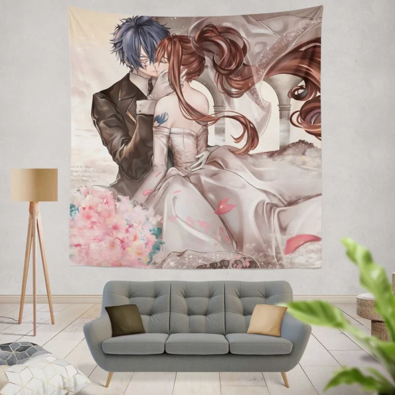 Erza and Jellal Unbreakable Ties Anime Wall Tapestry