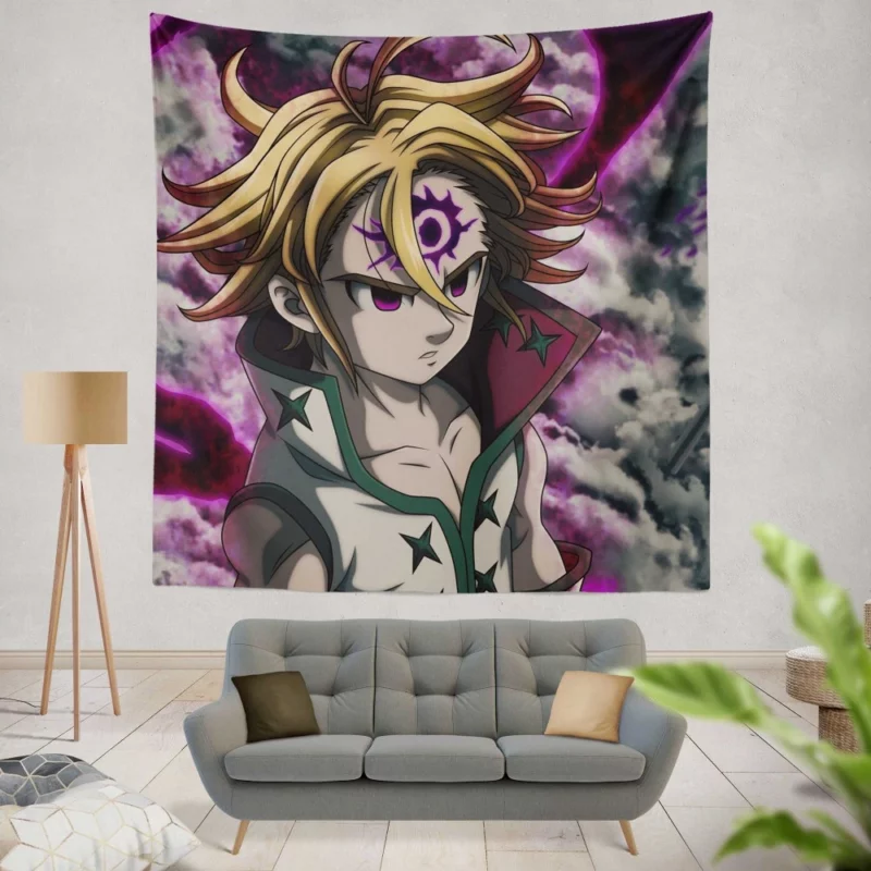 Evil Meliodas Sky Battle Anime Wall Tapestry