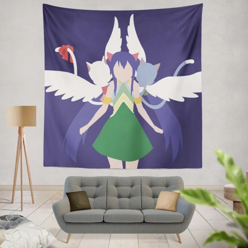 Fairy Tail Trio Wendy Charles and Happy Anime Wall Tapestry