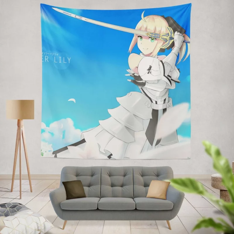 Fate Enigmatic Saber Lily Anime Wall Tapestry