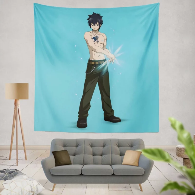 Frosty Wizardry Gray Power Anime Wall Tapestry