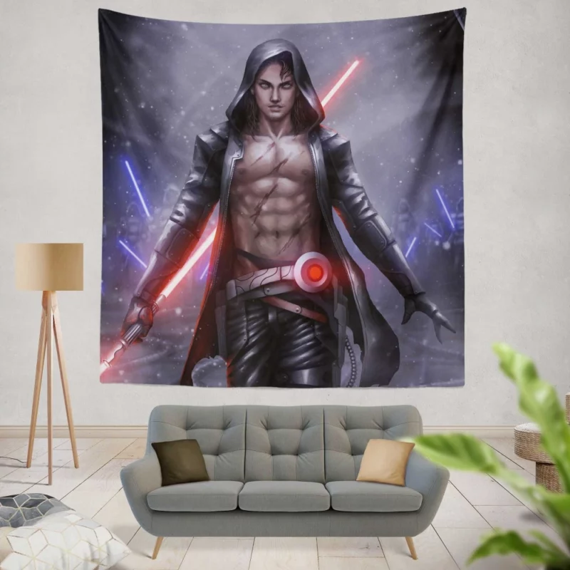 Futuristic Lightsaber Warrior Anime Wall Tapestry