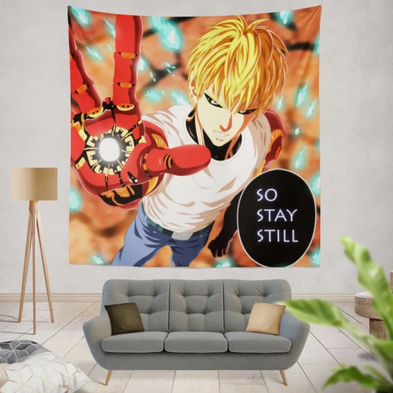 Genos One-Punch Man Fiery Resolve Anime Wall Tapestry