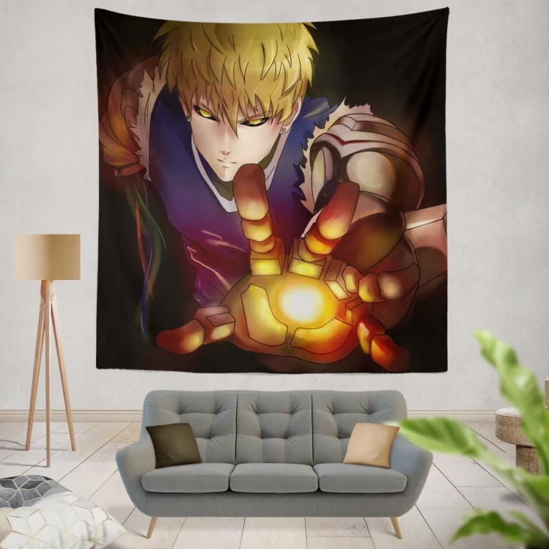 Genos One-Punch Man Relentless Cyborg Anime Wall Tapestry