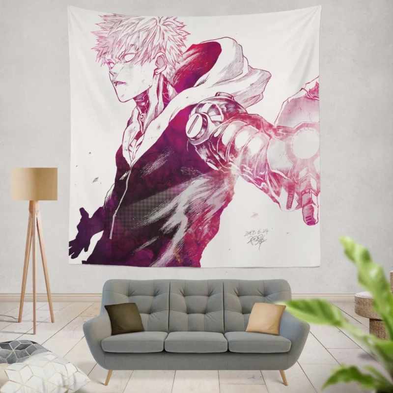 Genos One-Punch Man Tech-Enhanced Hero Anime Wall Tapestry