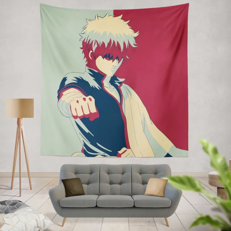 Gintoki Sakata Iconic Anime Protagonist Wall Tapestry