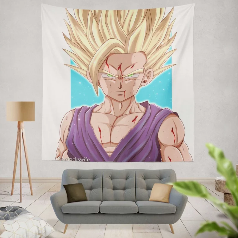 Gohan SSJ2 Epic Transformation Anime Wall Tapestry
