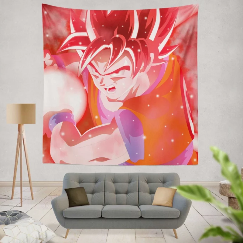 Goku Determined Path to Victory Anime Wall Tapestry