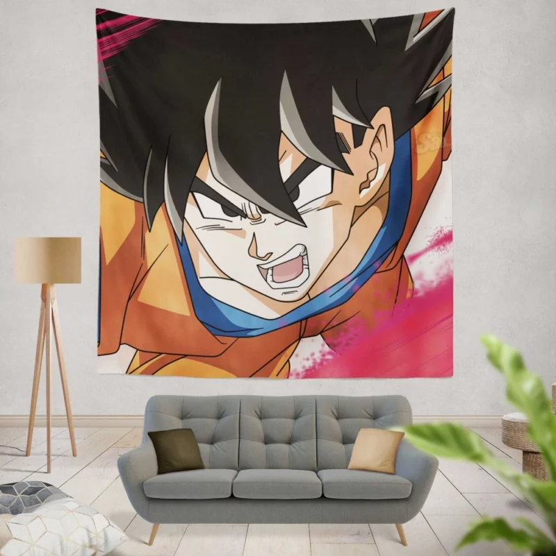 Goku Embarks on Heroic Quest Anime Wall Tapestry