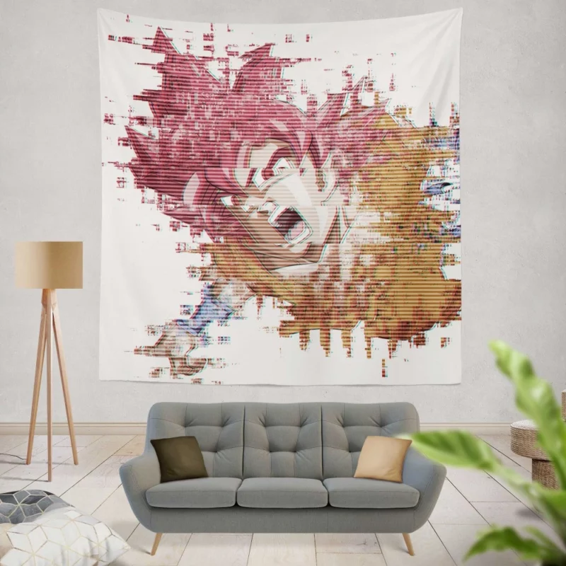Goku Glitched Power Reality Distorted Anime Wall Tapestry
