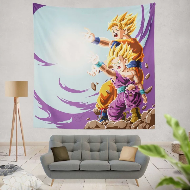 Goku & Gohan Kamehameha Father-Son Team Anime Wall Tapestry