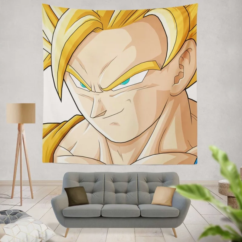 Goku SSJ2 Surge Electrifying Transformation Anime Wall Tapestry