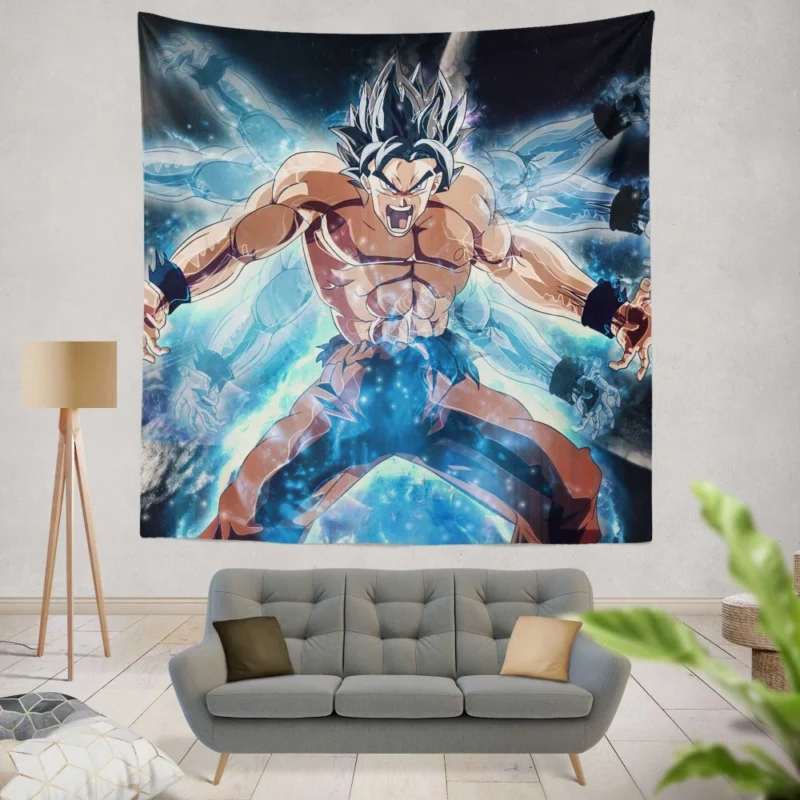 Goku Unleashes Ultra Instinct Power Anime Wall Tapestry