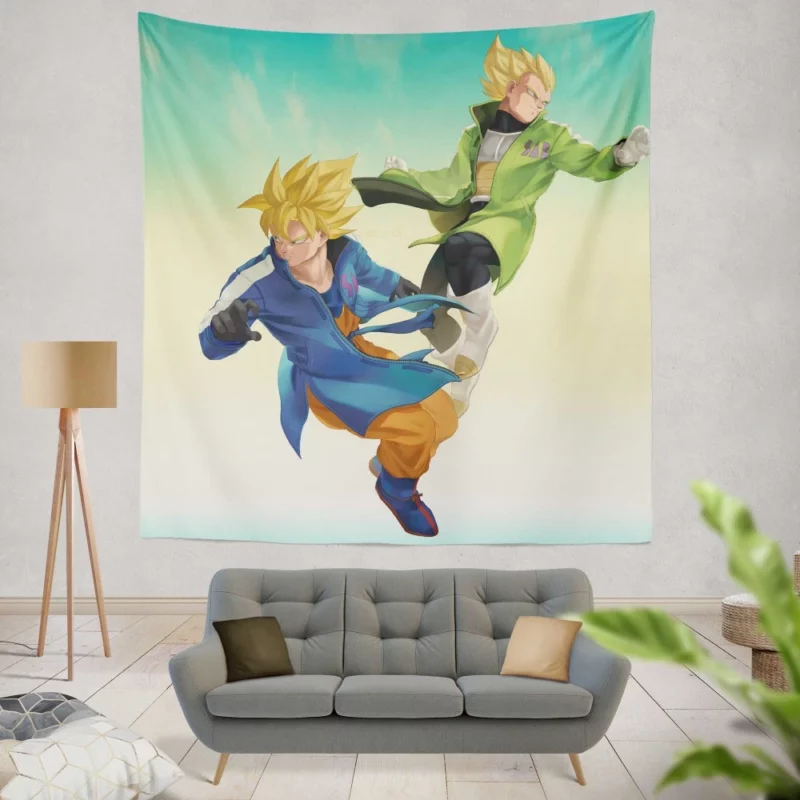 Goku & Vegeta Battle Fiery Showdown Anime Wall Tapestry