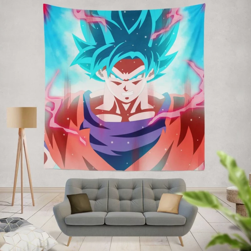 Goku and SSGSS Power Clash Anime Wall Tapestry