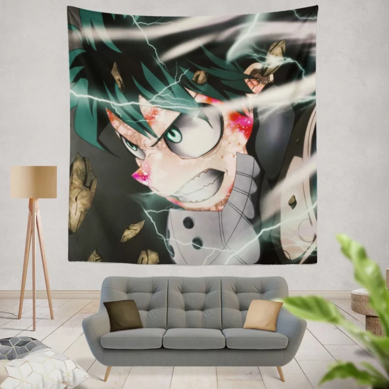 Green-Haired Hero Midoriya Anime Wall Tapestry