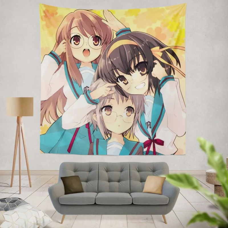 Haruhi Suzumiya Yuki Nagato Mikuru Asahina SOS Anime Wall Tapestry