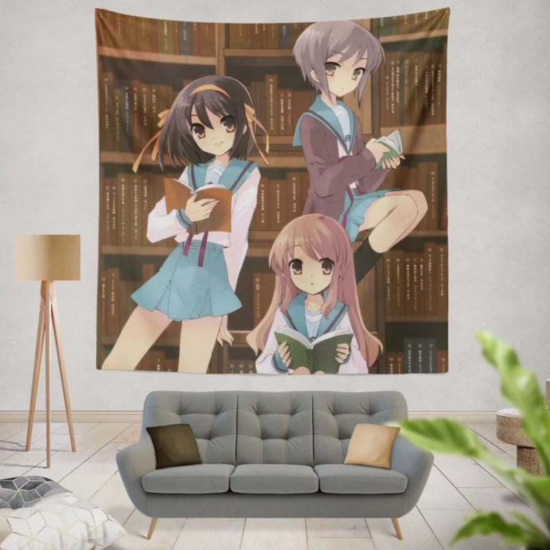 Haruhi Yuki and Mikuru SOS Brigade Trio Anime Wall Tapestry