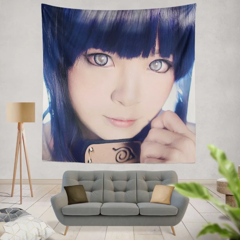 Hinata Hyuga Cosplay Elegant Portrayal Anime Wall Tapestry