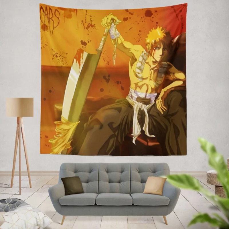 Ichigo Kurosaki Soul Reaper Hero Anime Wall Tapestry