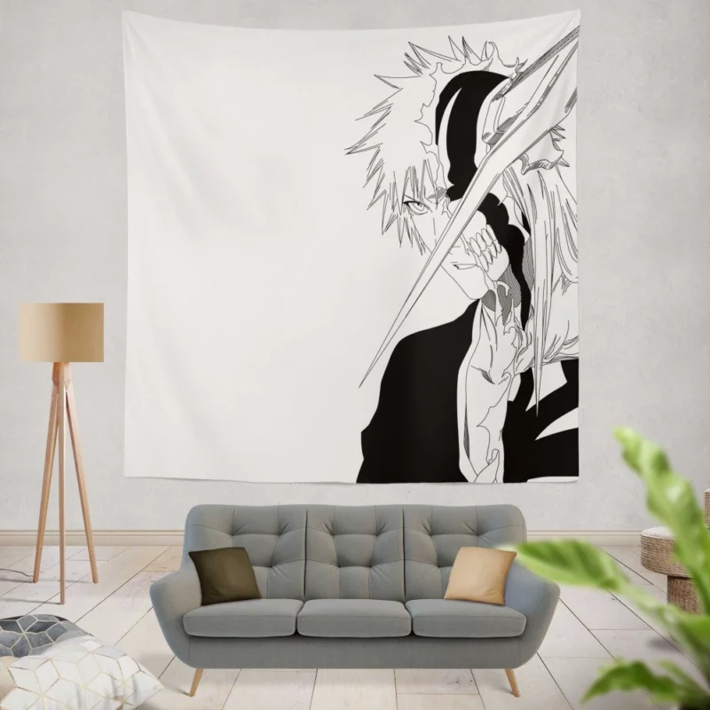 Ichigo Struggles Hollow Encounters Anime Wall Tapestry