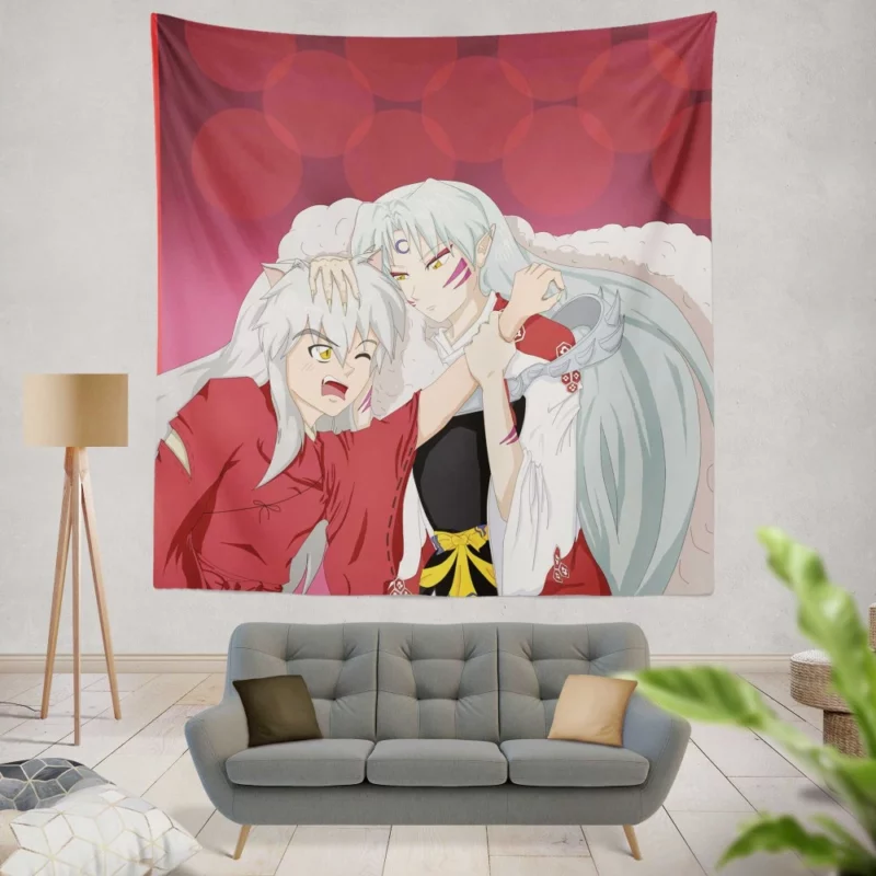 InuYasha and Sessh?maru Sibling Strife Anime Wall Tapestry