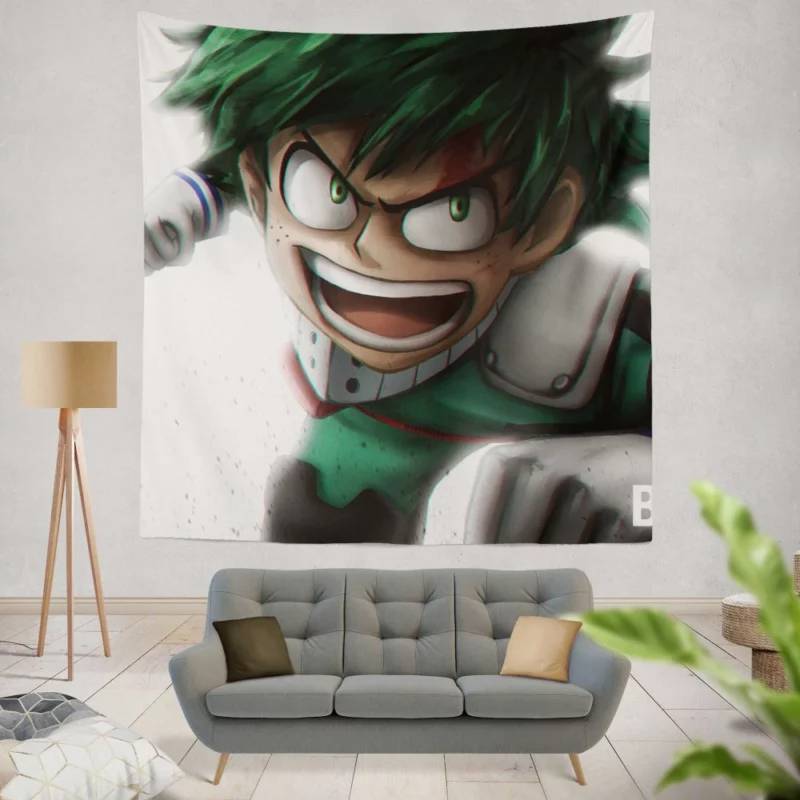 Izuku Midoriya Courageous Hero Quest Anime Wall Tapestry