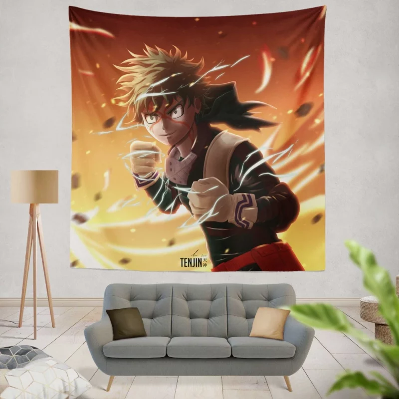 Izuku Midoriya Defying All Odds Anime Wall Tapestry