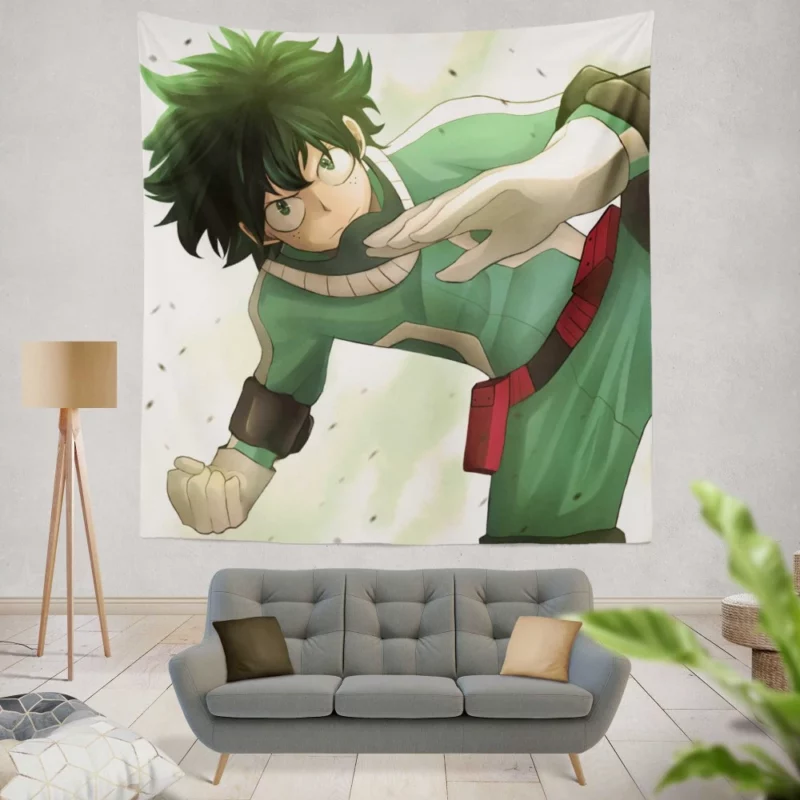 Izuku Midoriya Determined Hero Anime Wall Tapestry