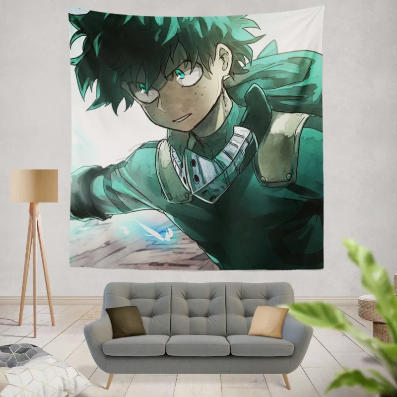 Izuku Midoriya Emerald Hero Anime Wall Tapestry