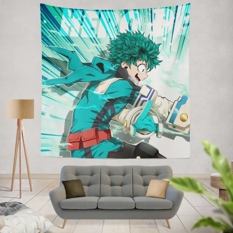 Izuku Midoriya Rising Hero Anime Wall Tapestry