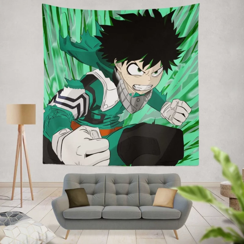 Izuku Midoriya Shining Hero Anime Wall Tapestry