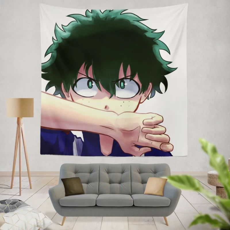 Izuku Midoriya Unleashing Hidden Power Anime Wall Tapestry