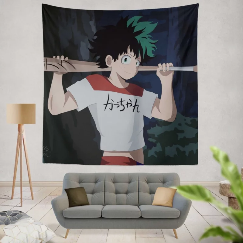 Izuku Midoriya Unyielding Hero Anime Wall Tapestry