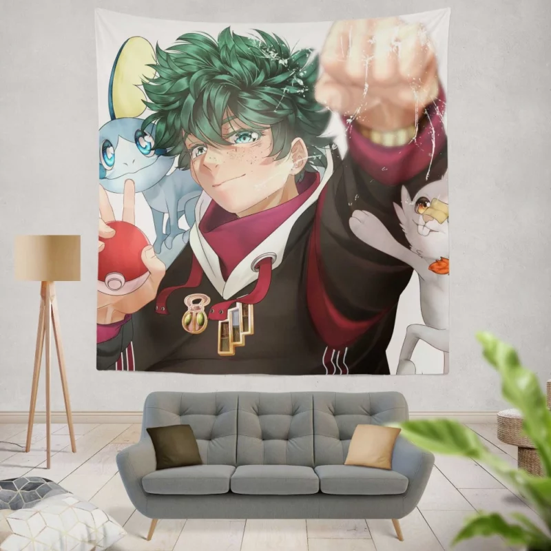 Izuku Midoriya x Pokémon Crossover Anime Wall Tapestry